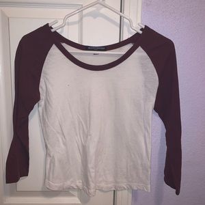 Brandy Melville maroon long sleeve baseball tee